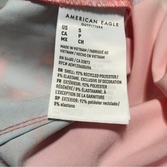 American Eagle Swim Trunk Board Short Men Small Orange Tropical Print 9" Inseam - Picture 10 of 14